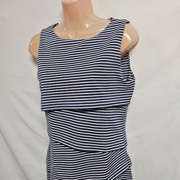 J McLaughlin Nicola Striped Sleeveless Layered Dress Women Size S Blue - Picture 13 of 15